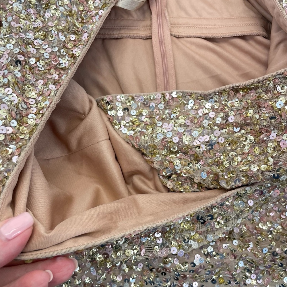 NWT Mac Duggal Sequined Dress 18 Gold - Picture 13 of 16
